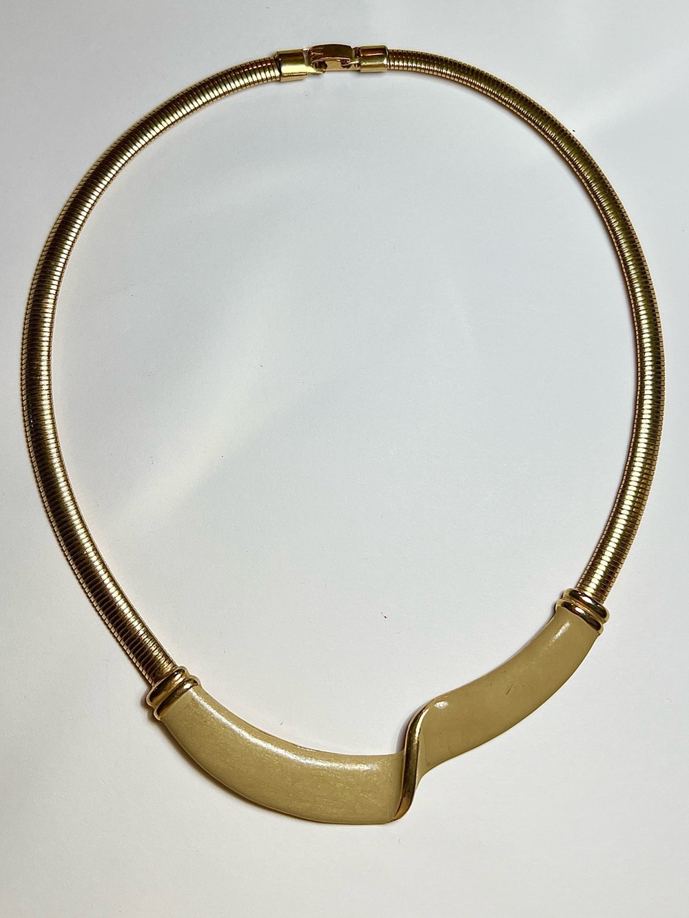 Vintage Gold Tone Collar Necklace Statement Choker Retro Modernist Design